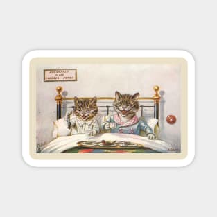 Cute Kitty Couple Enjoy a Mouse and Bird for Breakfast Magnet