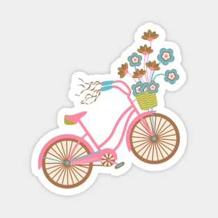 MY BIKE Nostalgic Vintage Retro Bicycle with Flowers in Pastel Pink - UnBlink Studio by Jackie Tahara Magnet