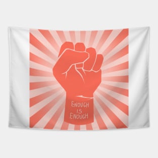 red/coral raised fist retro vintage | enough is enough Tapestry