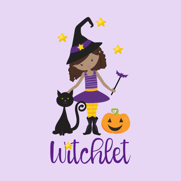 Witchy Gift Kid Witch Halloween Pumpkin Design Black Cat Spooky Autumn Design by InnerMagic