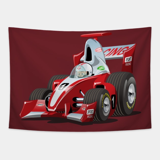 Cartoon formula 1 Tapestry by Mechanik