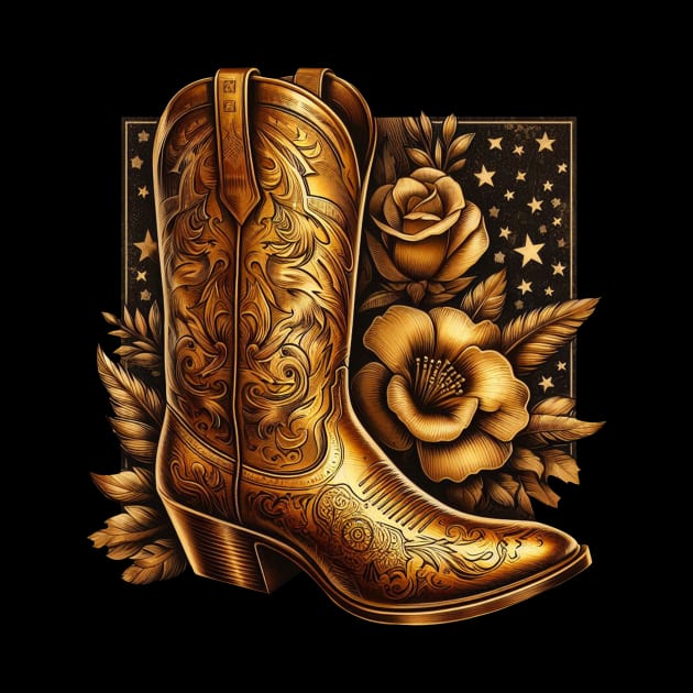 Gold cowboy boots by PinScher