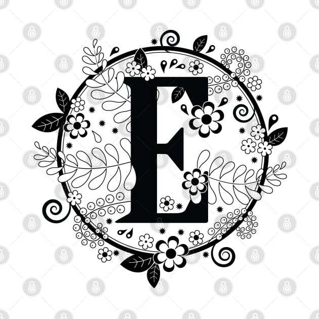 Black & White E Initial by Mint Cloud Art Studio