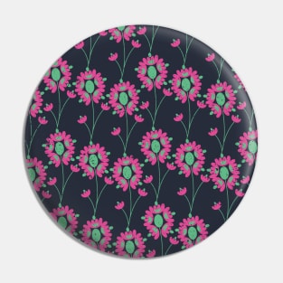 Green and Pink Flowers Seamless Pattern Pin