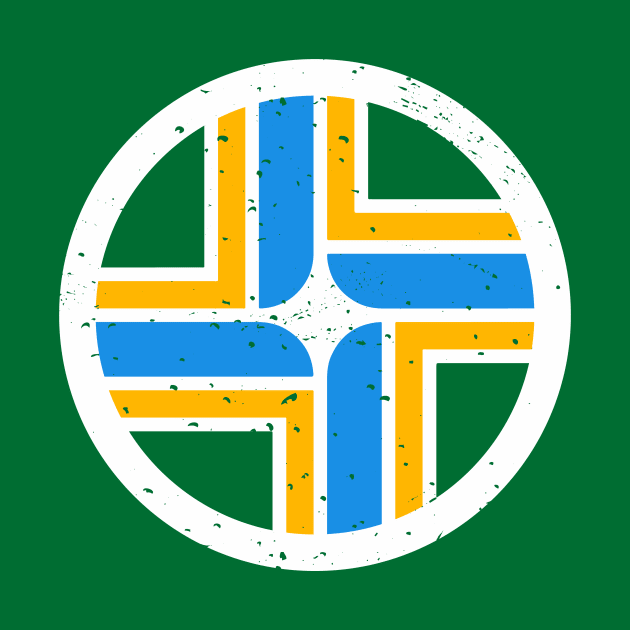 Retro Portland Oregon City Flag // Vintage PDX Grunge Emblem by Now Boarding