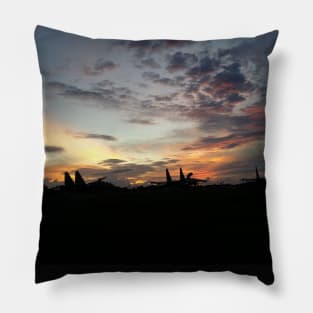 twilight at Borneo fighter jet view Pillow