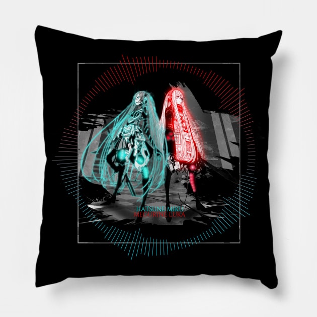 Monochrome Vocaloid Hatsune Miku Megurine Luka Pillow by stingi