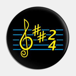 Notes music. Treble clef (color print) Pin