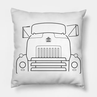 Vintage 1950s International Harvester COE truck black outline graphic Pillow