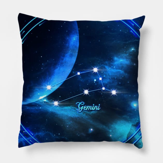 Zodiac constellation  gemini Pillow by Nicky2342