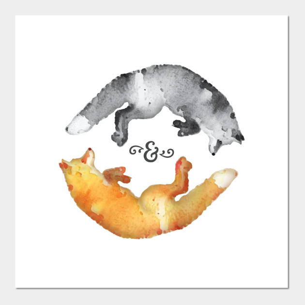 Watercolor Yin And Yang Fox Watercolor Fox Posters And Art Prints Teepublic