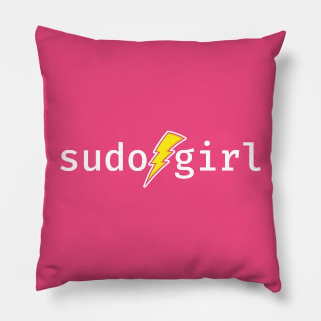 sudo girl. A funny design perfect for unix and linux users, sysadmins or anyone in IT support Pillow by RobiMerch
