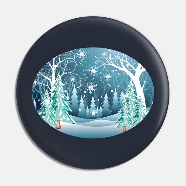 Winter Forest Landscape Pin by AnnArtshock