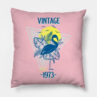 Vintage Est. 1973 Retro Flamingo Pillow