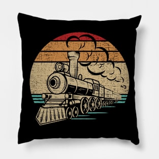 Retro Train Locomotives Lover Conductor Model Railroad Pillow