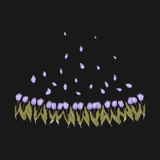 Violet tulips over deep purple background T-Shirt