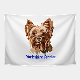 Yorkshire Terrier Vector Style Cartoon Portrait Tapestry