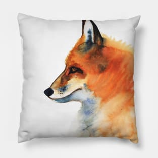 Watercolor illustration, portrait of fox Pillow