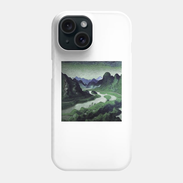 Li River painting, Vincent van Gogh style, oil on canvas Phone Case by Classical