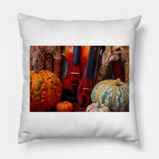 Old Violins Among Autumn Harvest Pillow