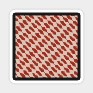 Red and Cream Diagonal Leaves Magnet