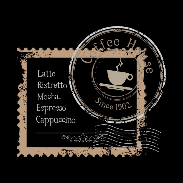 Vintage Coffee house dark stamp design by Muse