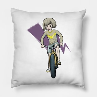 Girl on bike Pillow