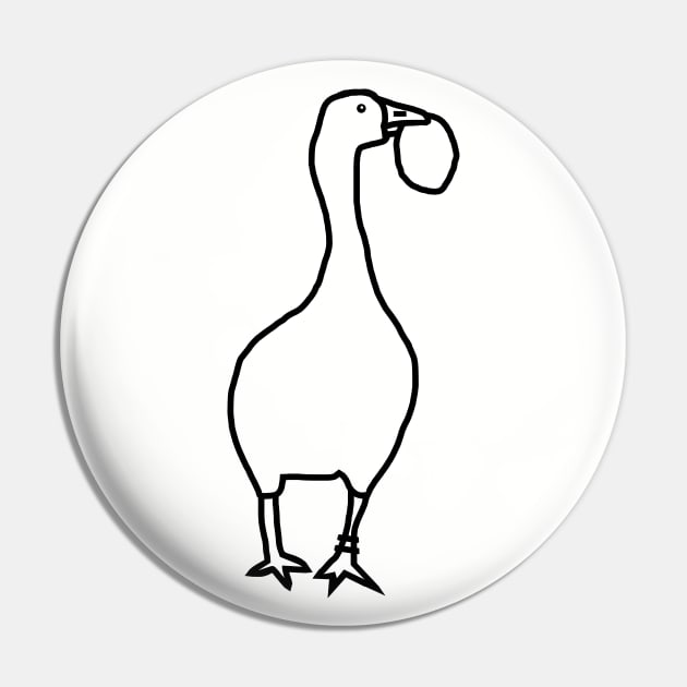 Goose Steals Easter Egg Minimal Line Drawing Pin by ellenhenryart