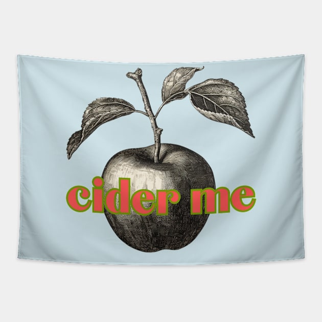 Cider Me! Black, Lime, and Cerise Classic Vintage Woodcut Style Tapestry by SwagOMart