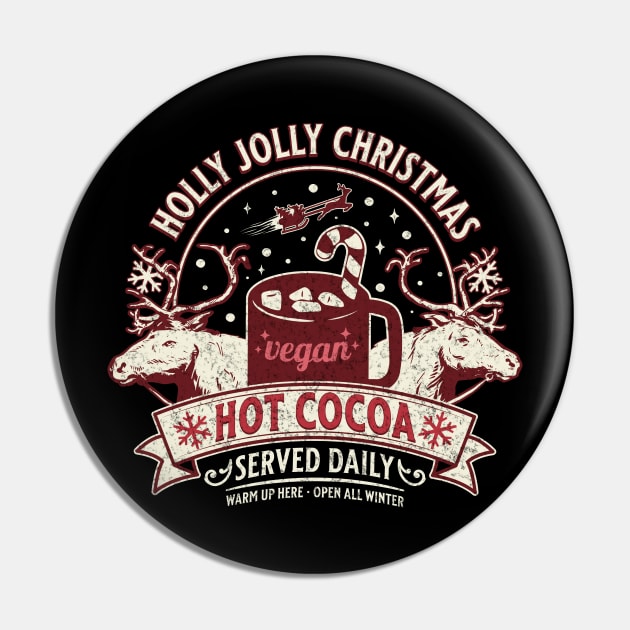 Holly Jolly Vegan Christmas, Old Fashioned Reindeer Vintage Vegan Christmas 2023 Gifts Pin by KindWanderer