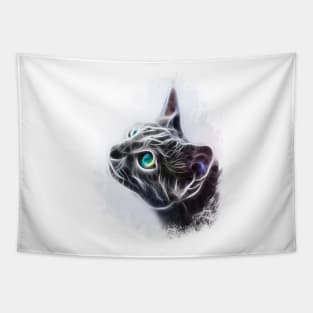 Cute Cat Modern Art Blue Eyes Tapestry