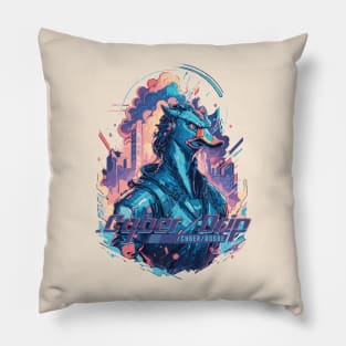 Colorful Neon Cyberpunk Style Goose - Cyber Drip Pillow