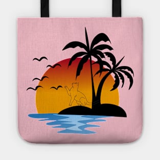 sunset with cat Tote