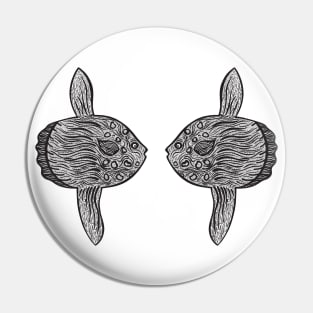 Ocean Sunfish or Molas in Love - cute fish design - light colors Pin