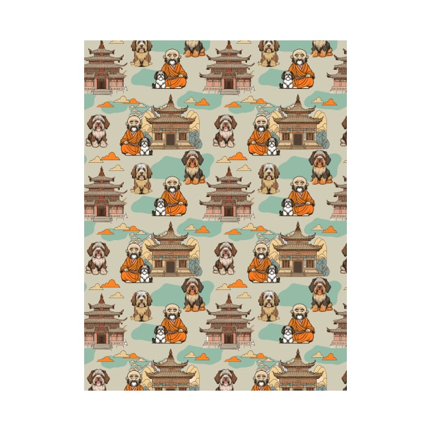 Tibetan monk and tibetan terrier friends by Remotextiles