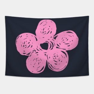 Chalkboard Pink Flower Doodle Tapestry