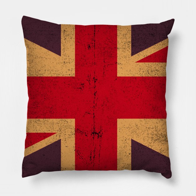 Vintage Retro British Flag Pillow by Happy as I travel