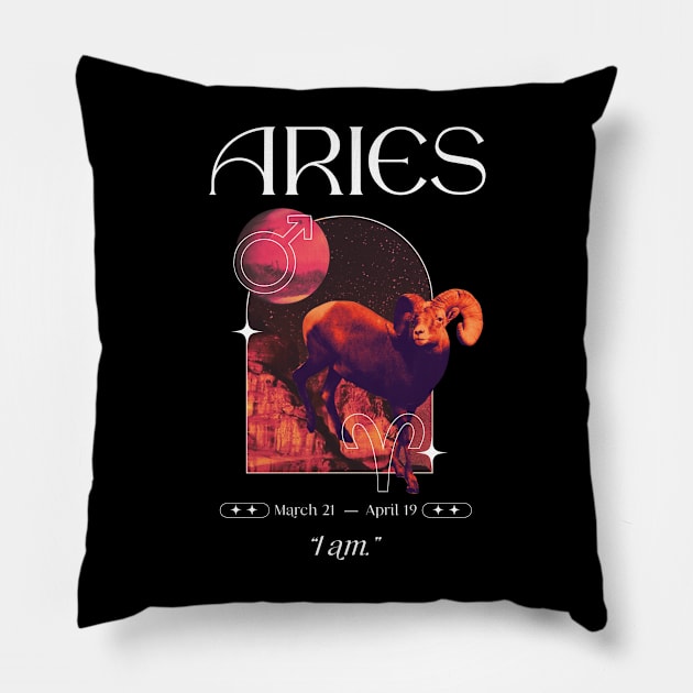 I Am Aries Zodiac Pillow by Pisceandaydreamer