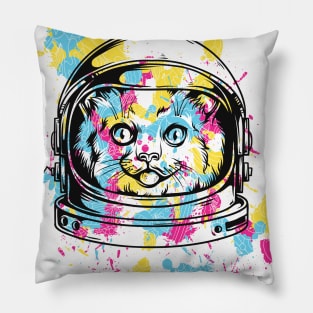 Colourful funny Cat Astronaut Helmet Pillow