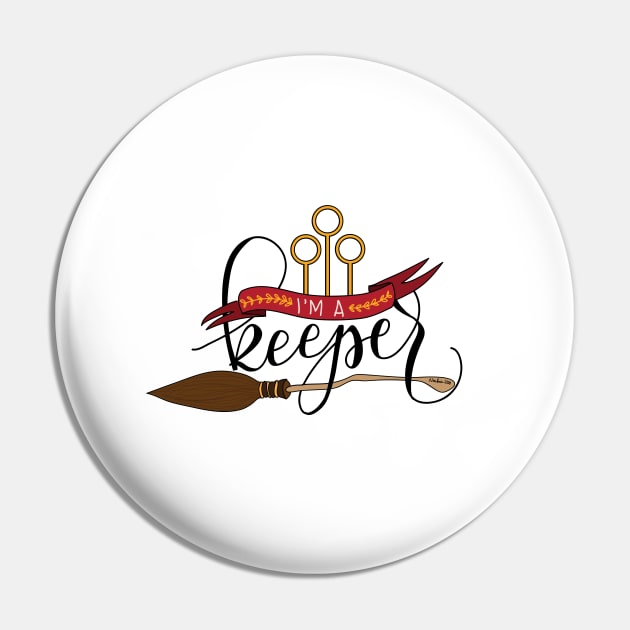 Black 'I'm A Keeper' Pun - Red Pin by cheekymare