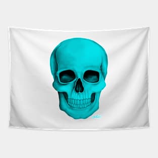 Turquoise Skull (On White Background) Tapestry