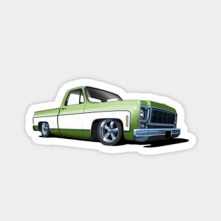 1980 Chevrolet C10 pickup in green and white Magnet