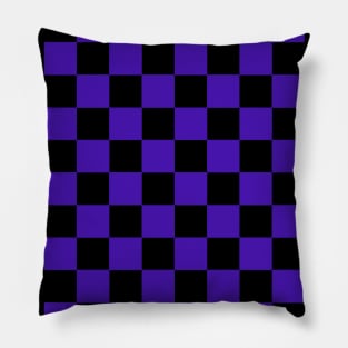 Majorelle Blue and Black Chessboard Pattern Pillow