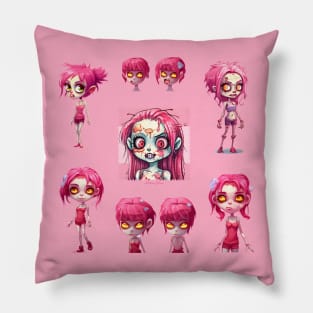 Haloween Zombie Girls, Pink Pillow