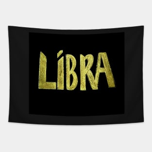 LIBRA HOROSCOPE ASTROLOGY STAR BIRTH SIGN GOLD INK  ON BLACK Tapestry