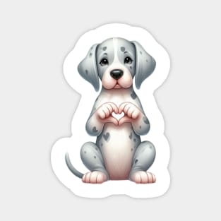 Valentine Great Dane Dog Giving Heart Hand Sign Magnet