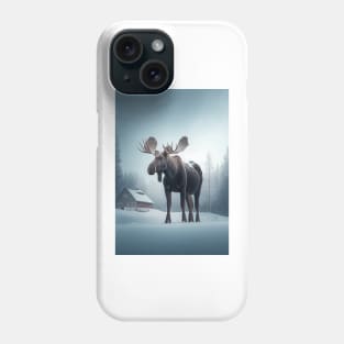 Nordic Winter Moose Minimalist Art Print Phone Case