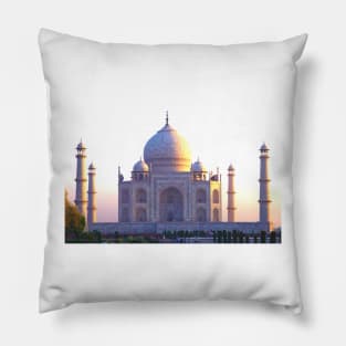 The Taj Mahal at sunrise Pillow