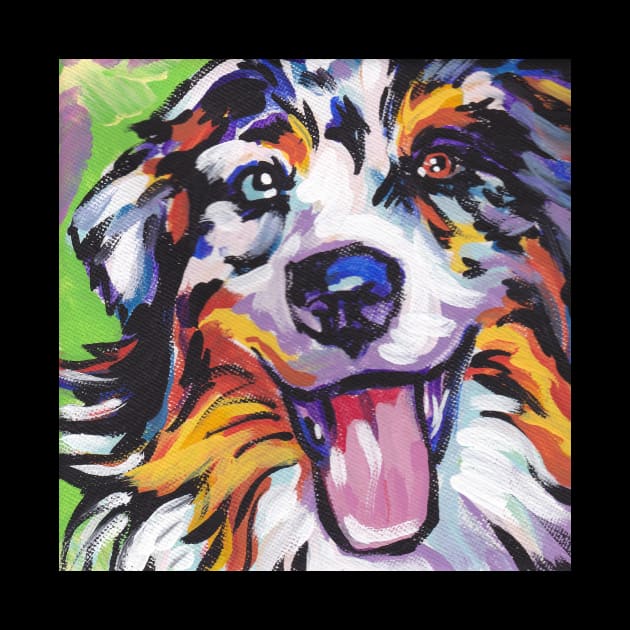 Australian shepherd Aussie Bright colorful Pop Art by bentnotbroken11