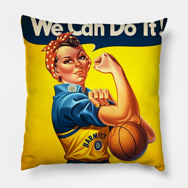 Hoops Empowerment: 'We Can Do It!' Basketball Edition Pillow by Edd Paint Something